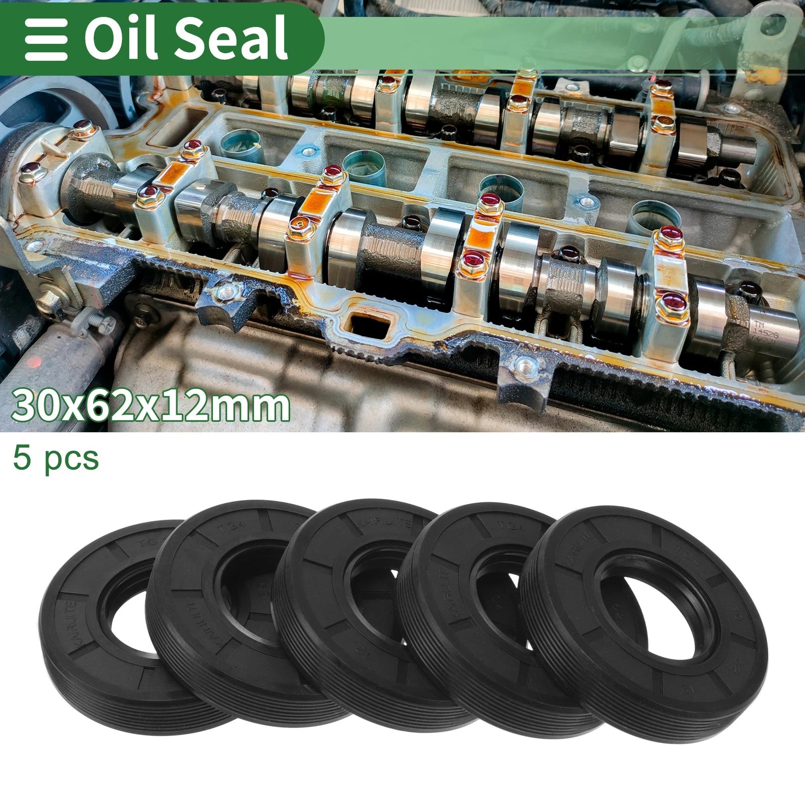 Set of 5 Oil Seal TG4 Lip Seal Ring for Rotary Shaft 30x62x12mm NBR Rubber
