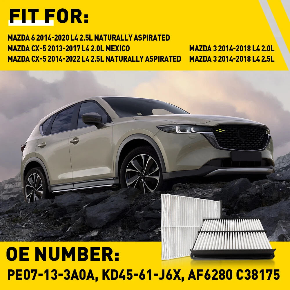 Engine & Carbon Cabin Air Filter Combo Set for Mazda 3 6 CX-5 (2014–2023)