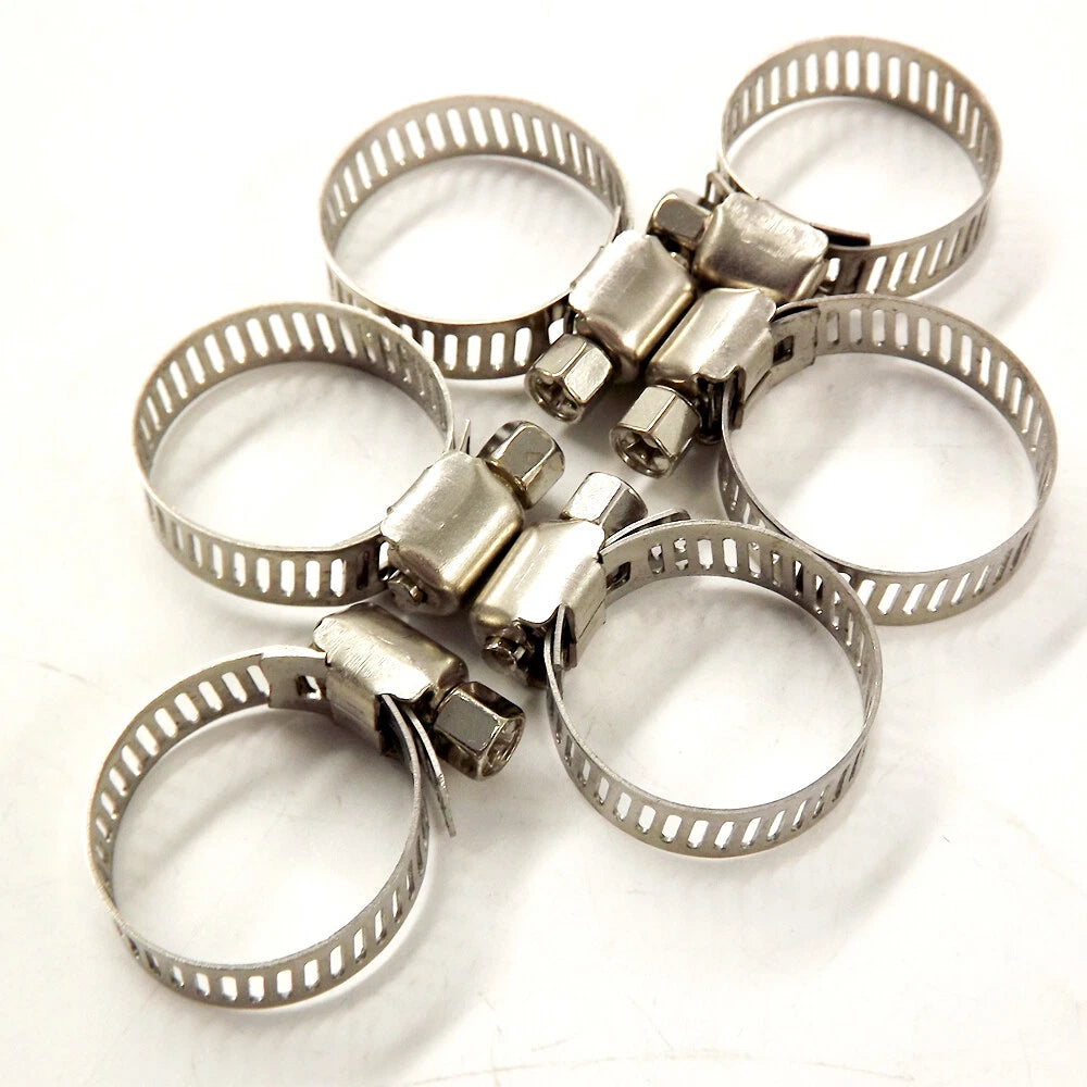 15pcs Stainless Steel Adjustable Hose Clamps for Fuel Line (Universal)