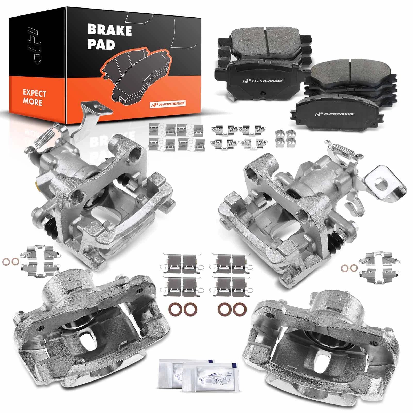 Front & Rear Brake Pad and Brake Caliper for Scion xB (2008–2015)