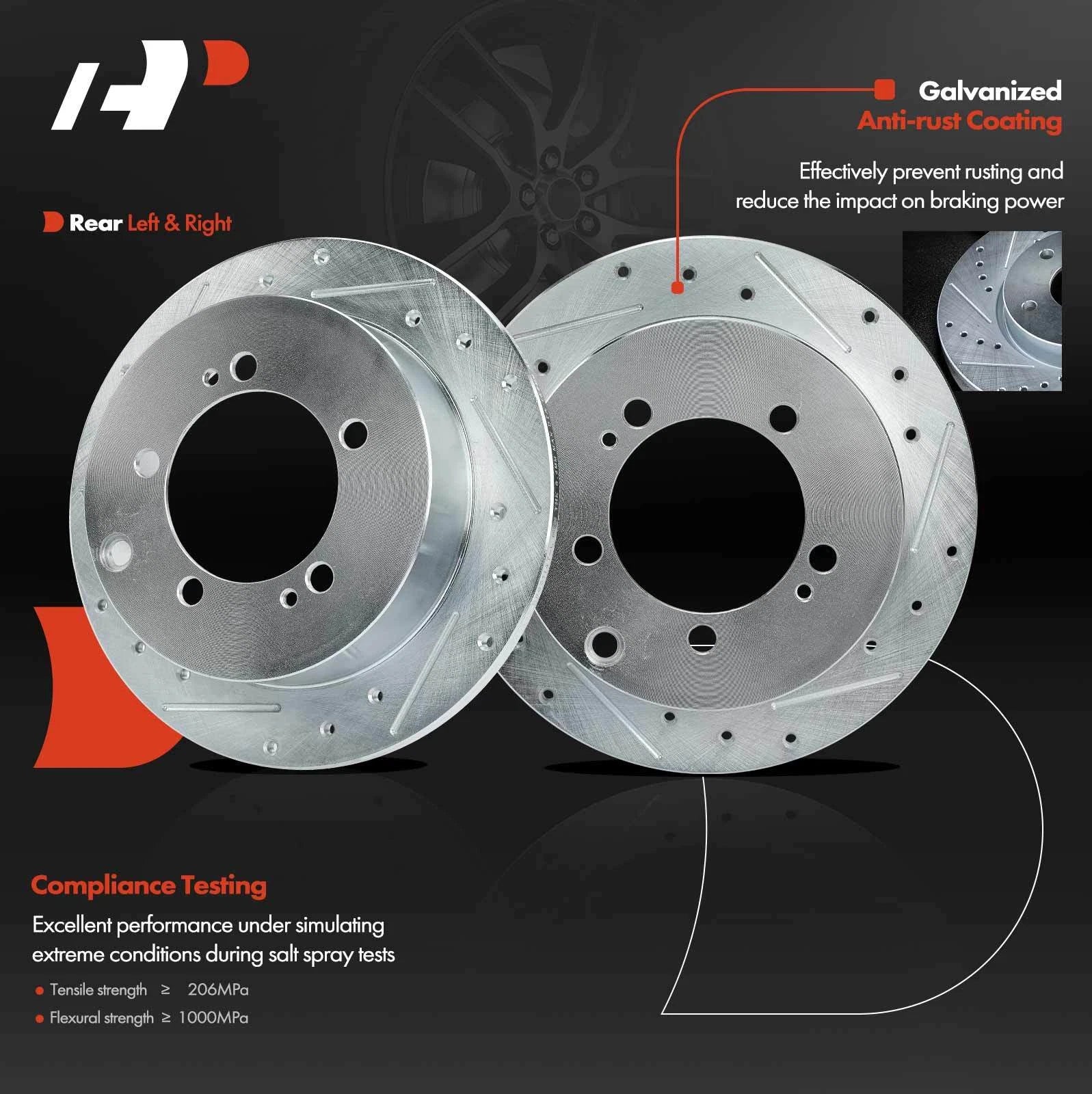 Drilled Brake Rotor & Pad Set for Chrysler Sebring Dodge Avenger