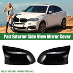 Pair Rearview Mirror Cover Gloss Black for BMW F15 X5 F16 X6 (2014-2017)