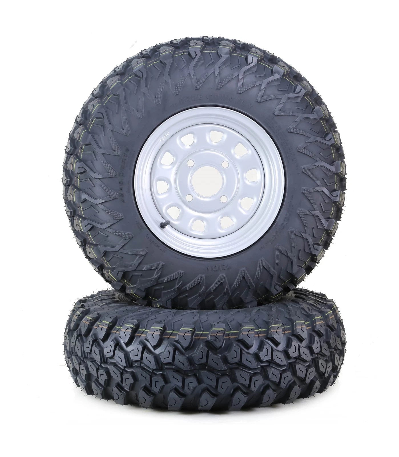 Set of 2 Free Country UTV Tires & Wheels 25x8R12 8-Ply 4-110 PCD Silver