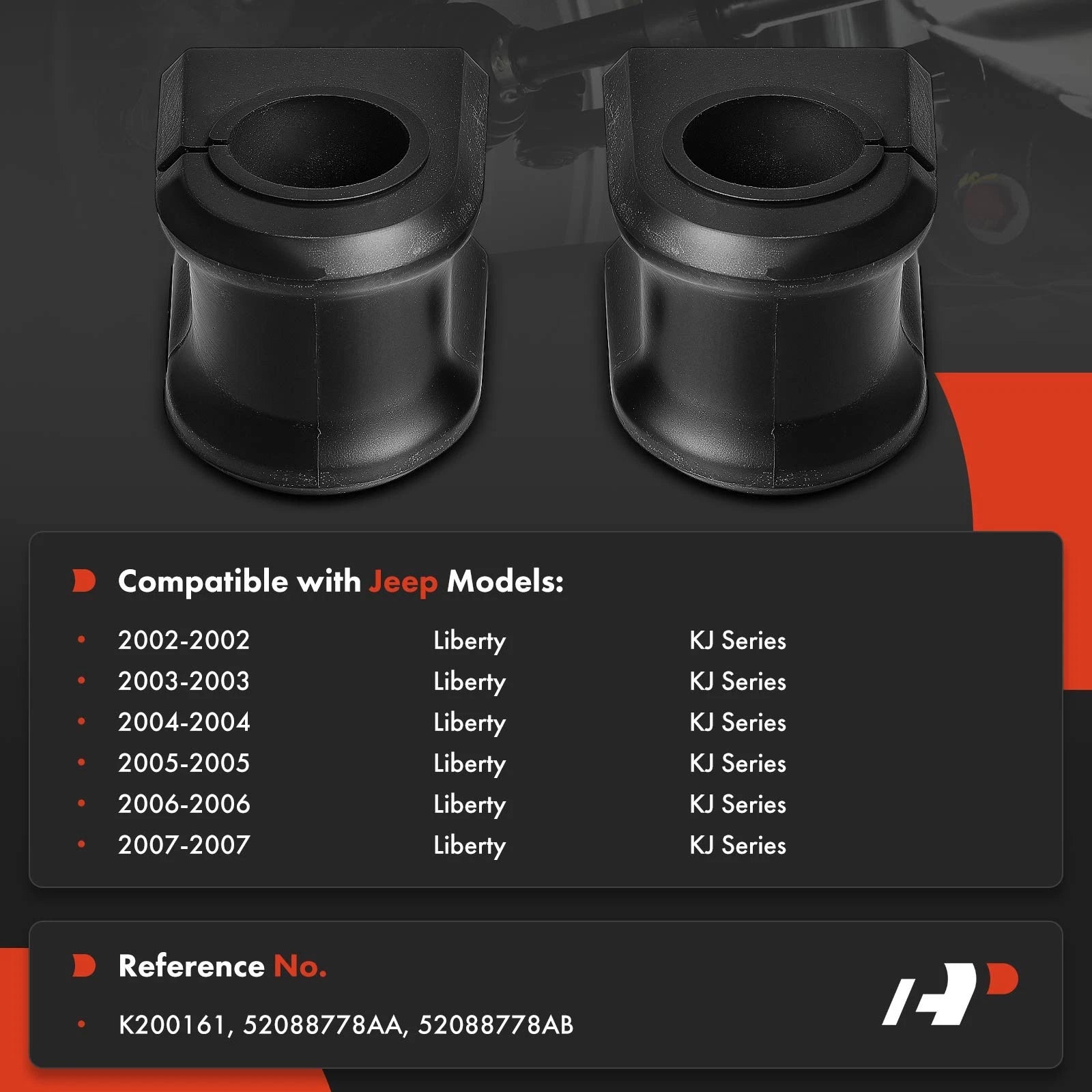 2X Front Stabilizer Sway Bar Bushing Kit for Jeep Liberty (2002-2007)
