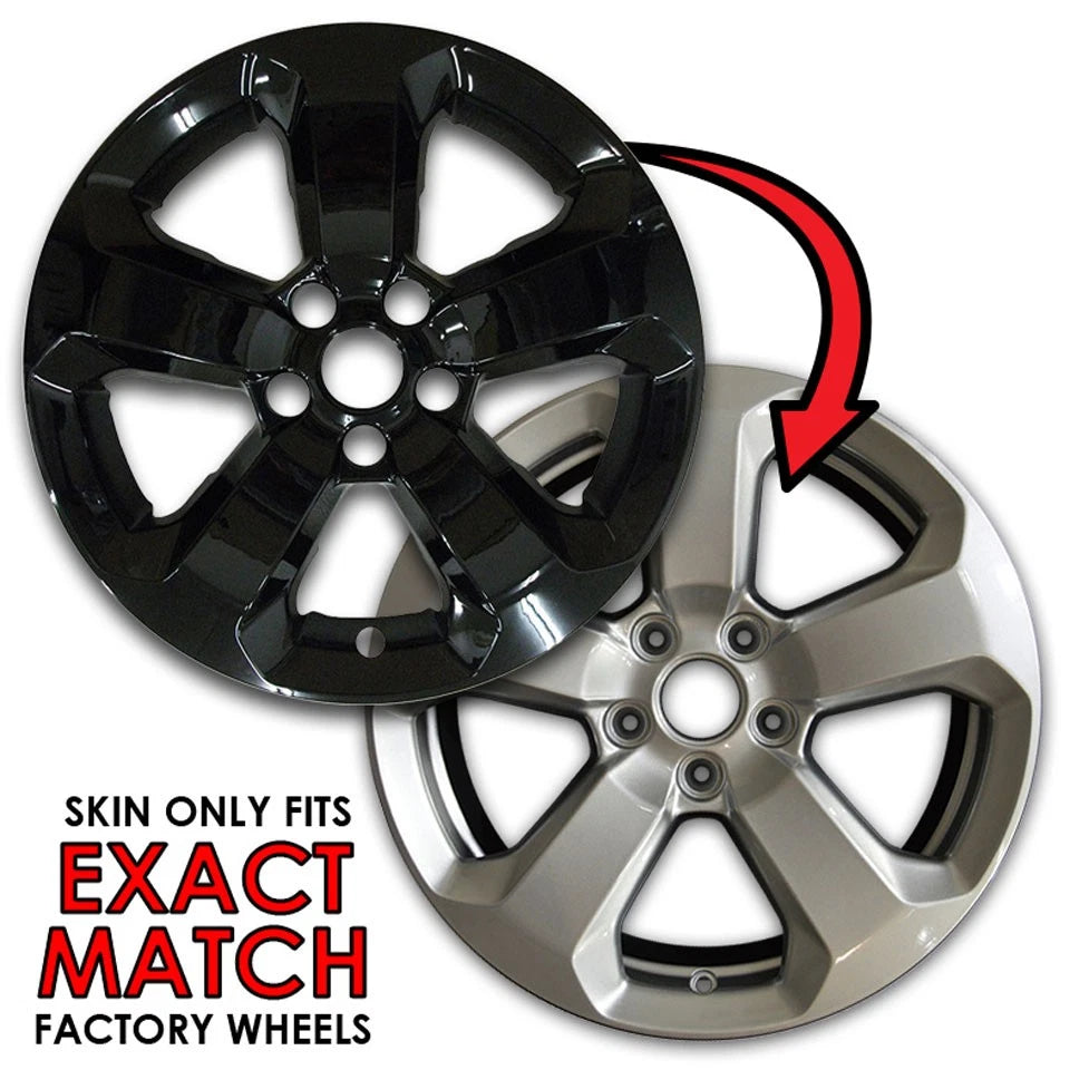 Wheel Skins 4pc Gloss Black Replacement for Jeep Compass (2017–2021)