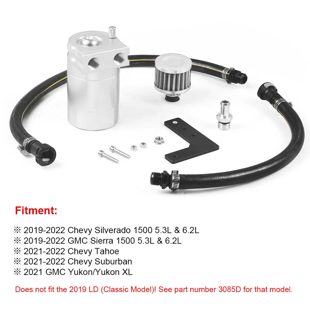 Oil Catch Can Tank Separator with Air Filter for Chevy Silverado & GMC Sierra