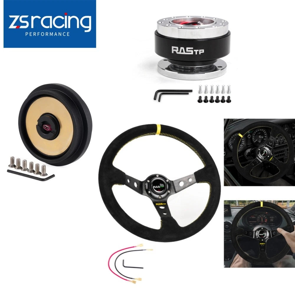 14in Steering Wheel with Quick Release & Hub Adapter for Honda Civic CRX (1986–1991)