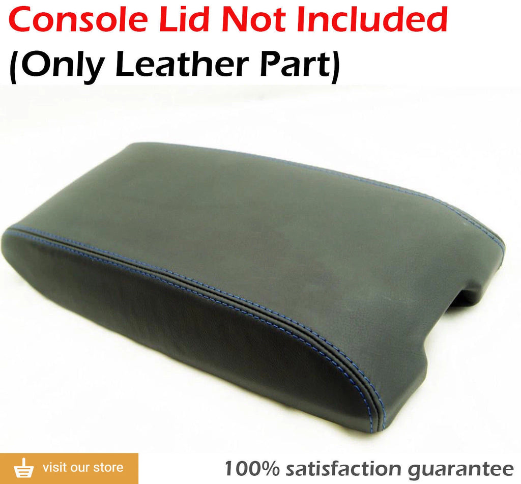 Leather Synthetic Console Armrest Cover for Chrysler 300 (2005–2007) Blue Stitch