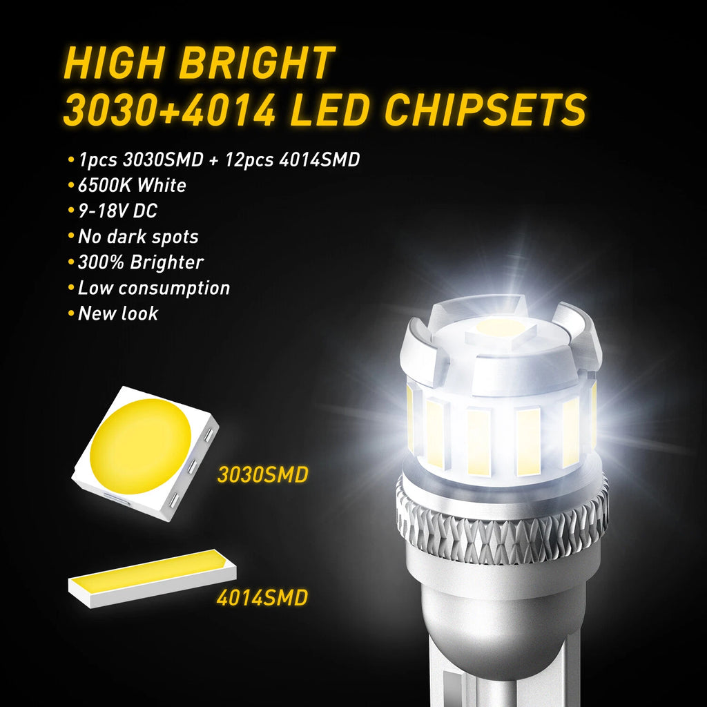 10pcs LED T10 194 168 W5W License Side Marker Light Bulb for Vehicles
