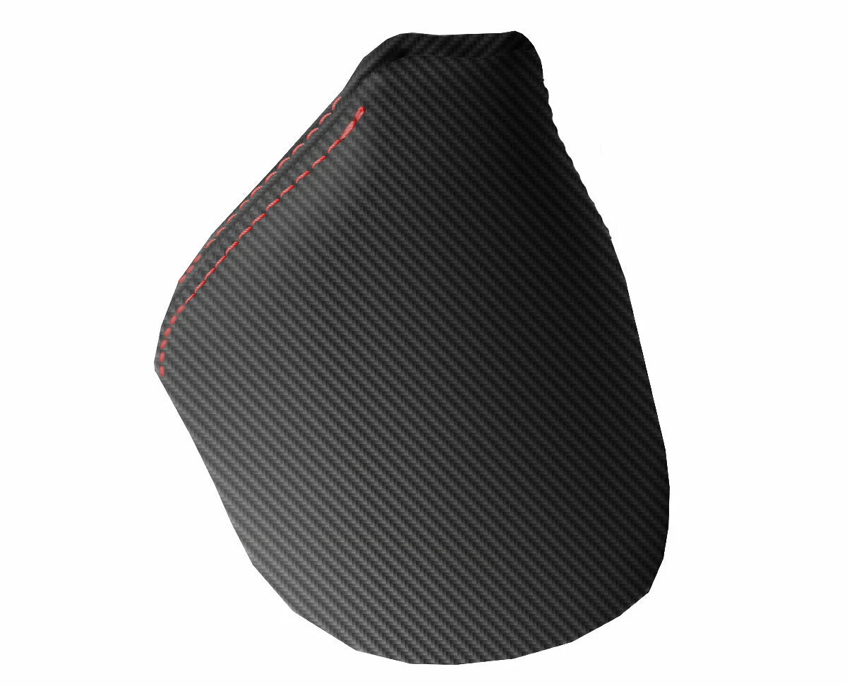 Carbon Fiber Automatic Shift Boot Cover for BMW E60 (2004–2007) Red Stitch