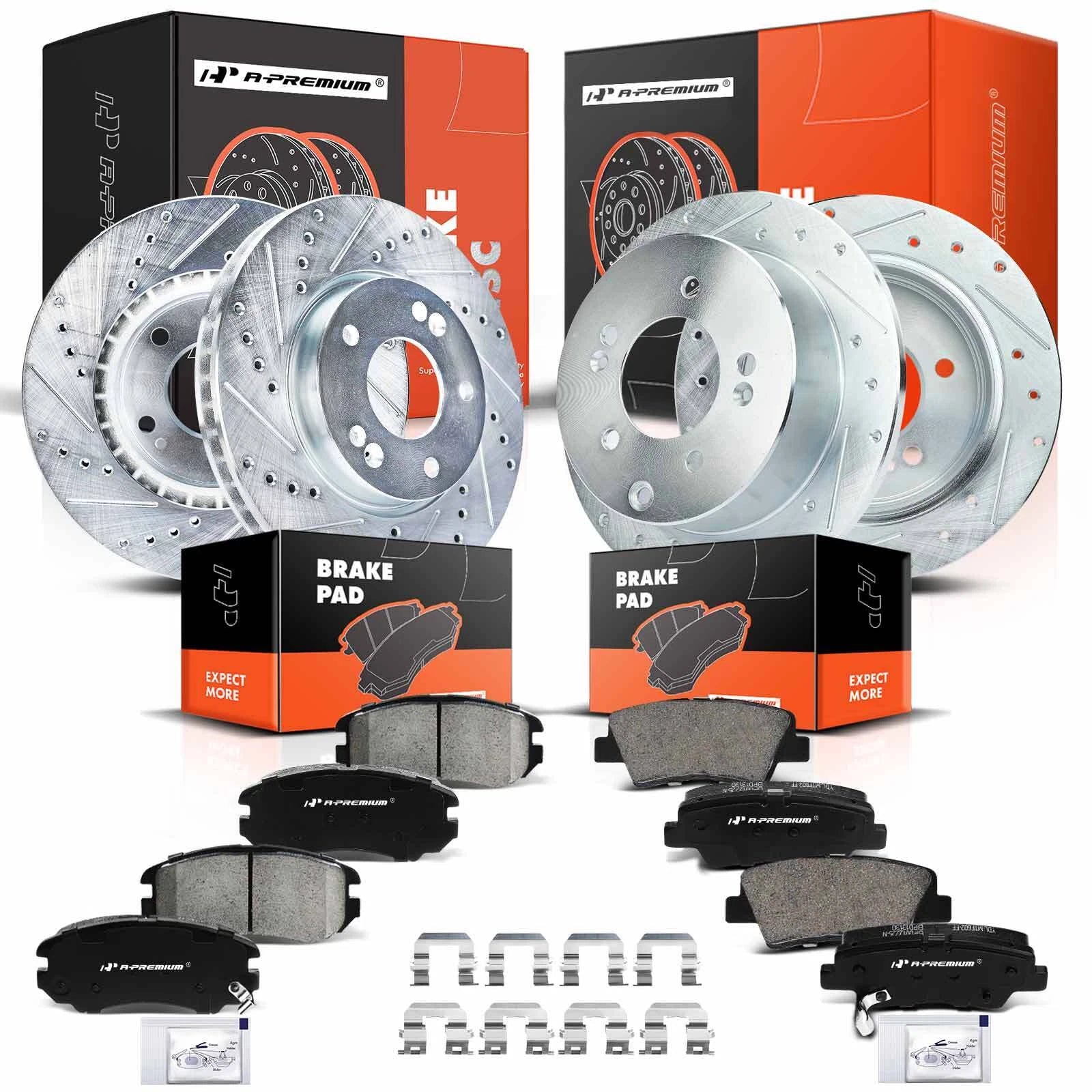 Set of 4 Drilled Brake Rotors & Ceramic Pads for Kia Soul (2010–2011)