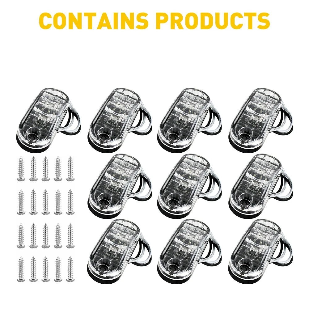 20X 2-LED Oval White Side Marker Lights for Truck Trailer (Waterproof)