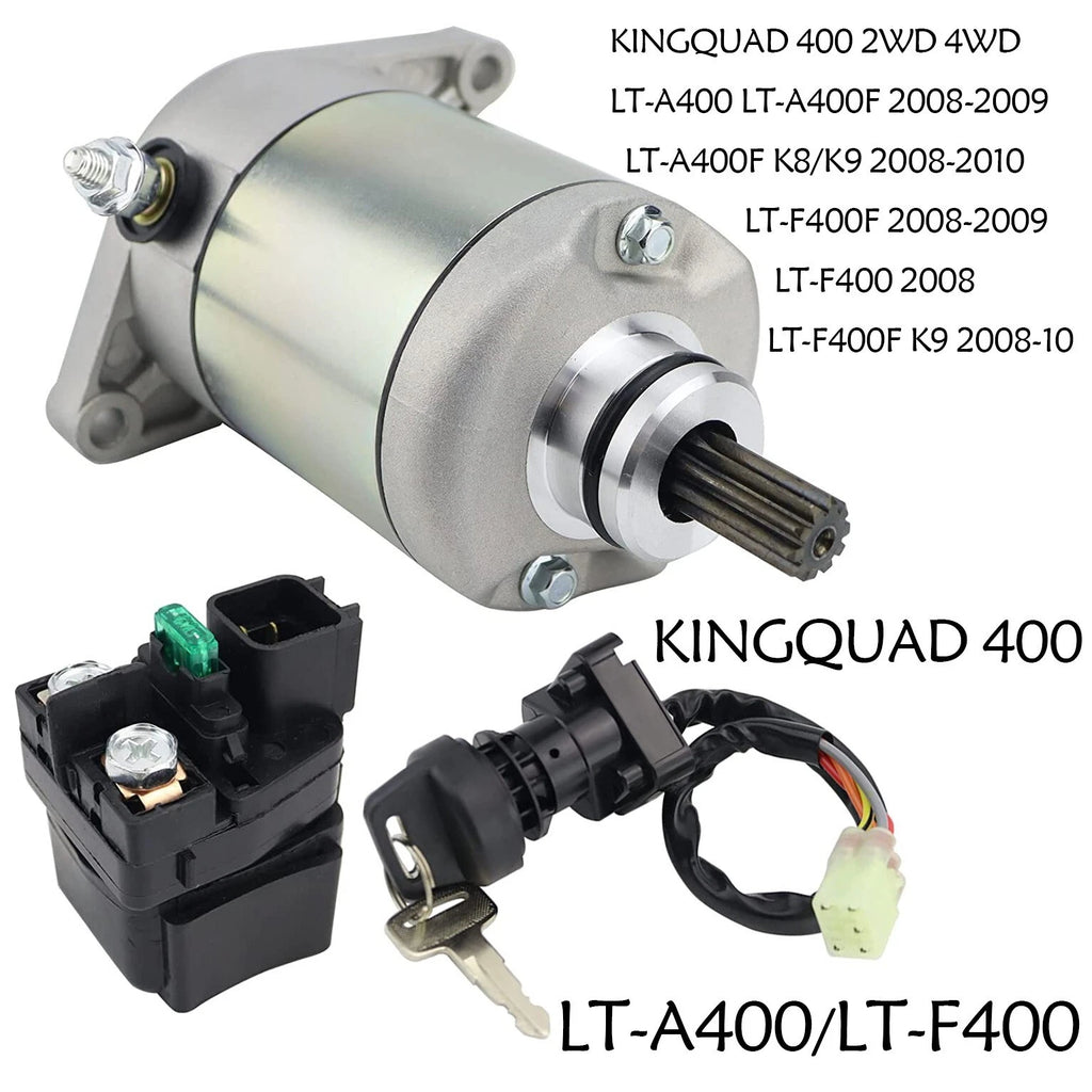 Starter with Relay & Key Switch for Suzuki KingQuad 400 2WD (2008–2009)
