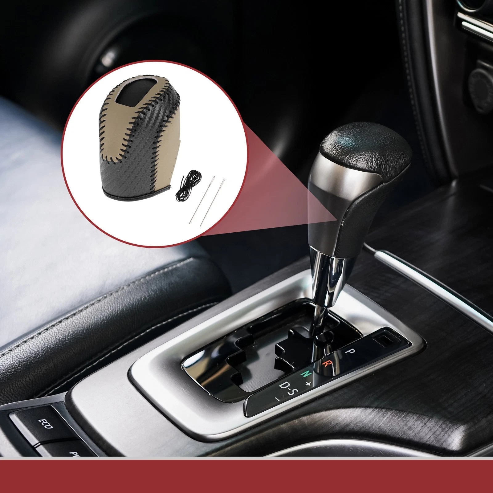 1 Pc Gear Shift Knob Cover for Volkswagen Taos (2022–2023) Beige Black
