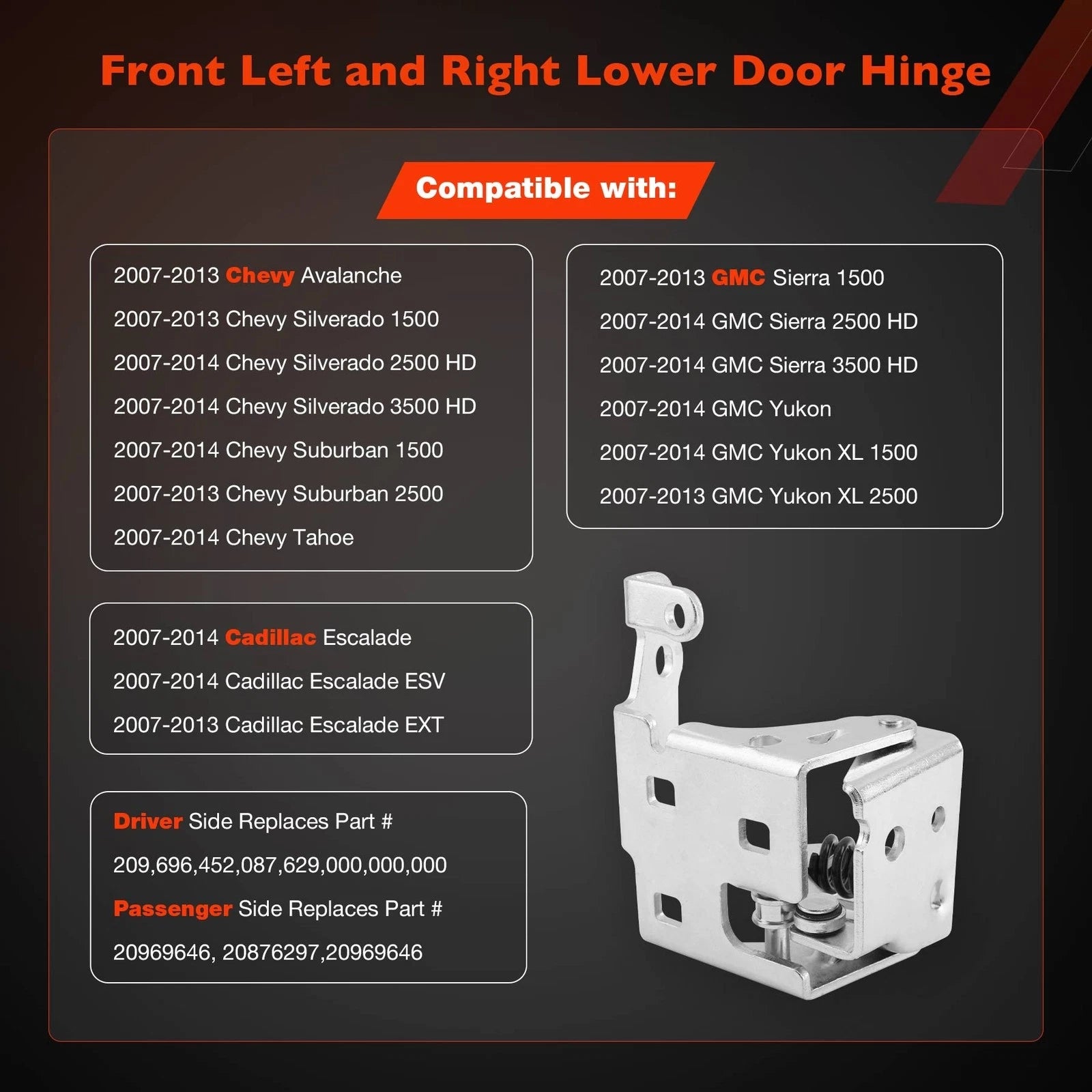 Lower Door Hinge for Chevy Silverado GMC Sierra (2007-2014)