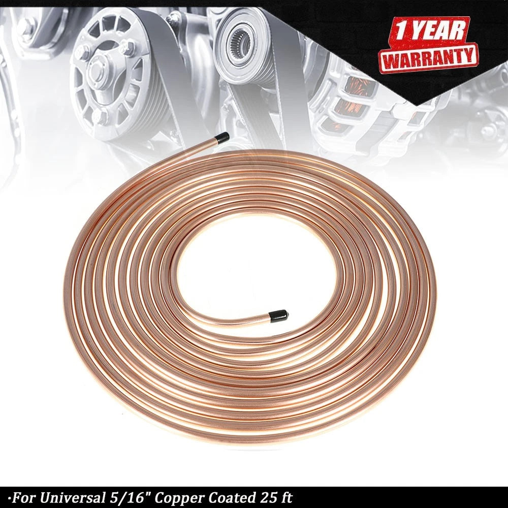 25 ft Copper Coated Brake Fuel & Trans Line Tubing for Universal 5/16"