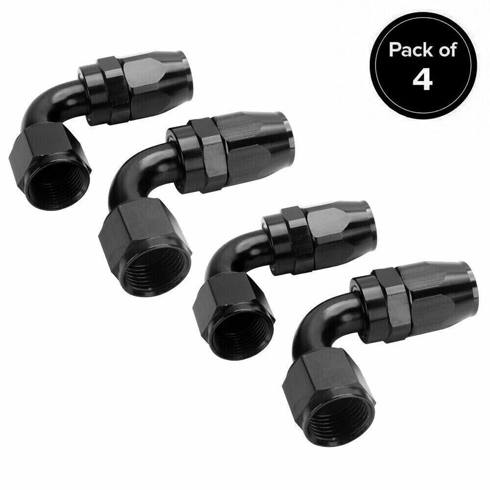 6AN to 6AN 90-Degree Black Swivel Fuel Hose End Fittings Adapter for