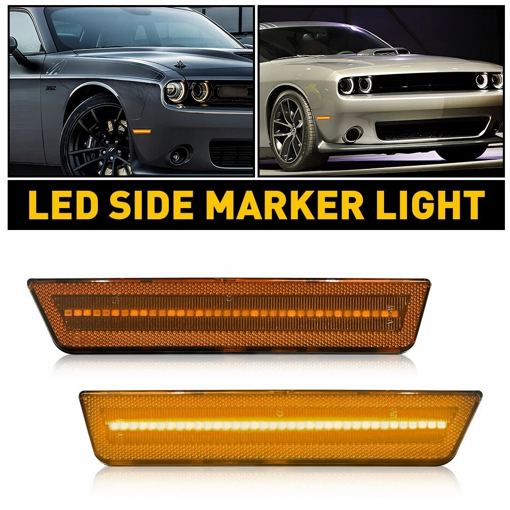 2X Front LED Side Markers Signal Lights 68043394AA for Dodge Challenger (2008–2014)