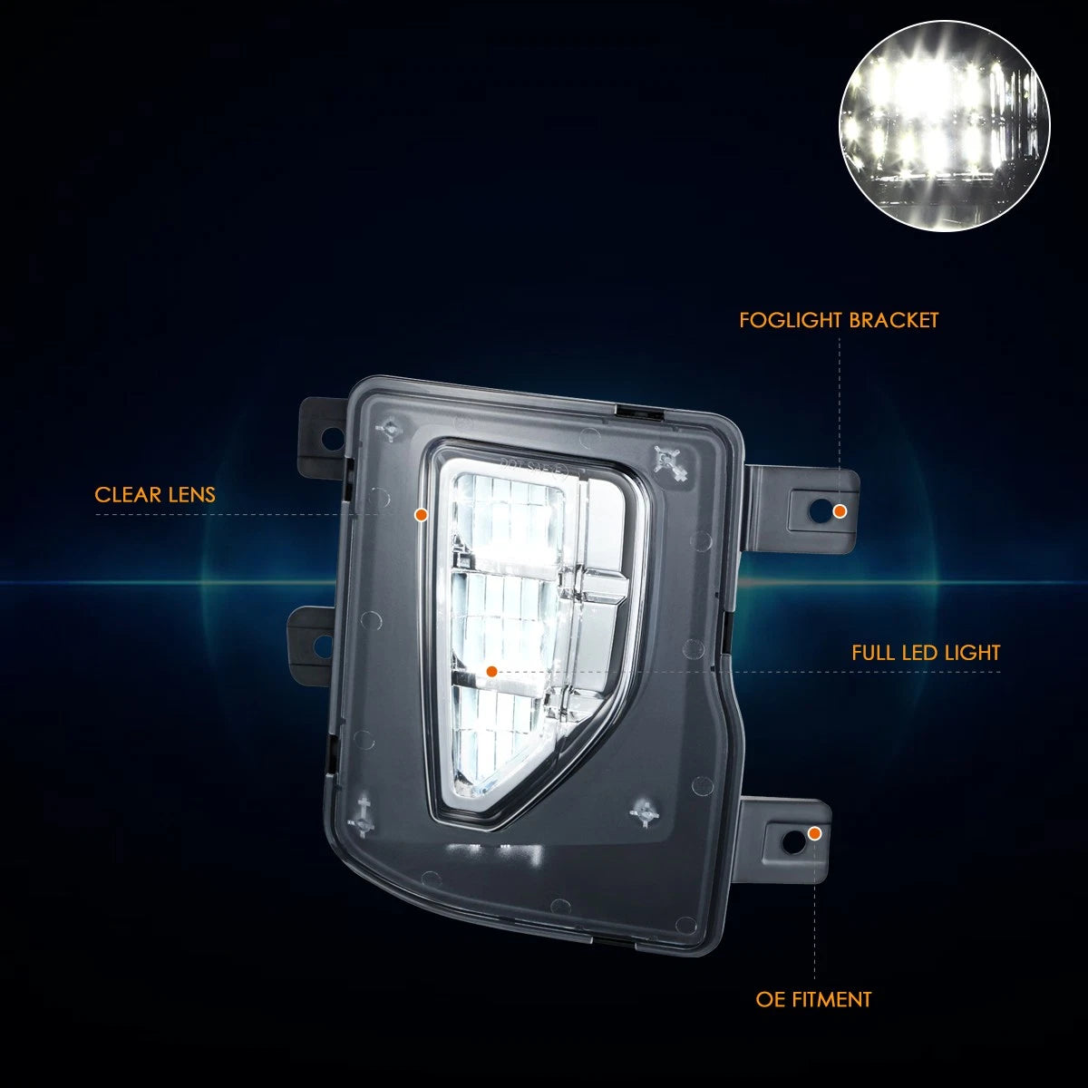 Full LED Clear Lens Bumper Fog Lights for Chevy Silverado 1500 (2016–2019)