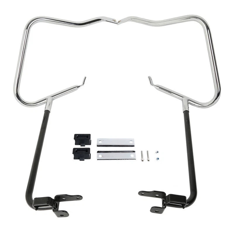 Chrome/Black Saddlebags Guards Crash Bars for Harley Touring Glide (2014–2024)