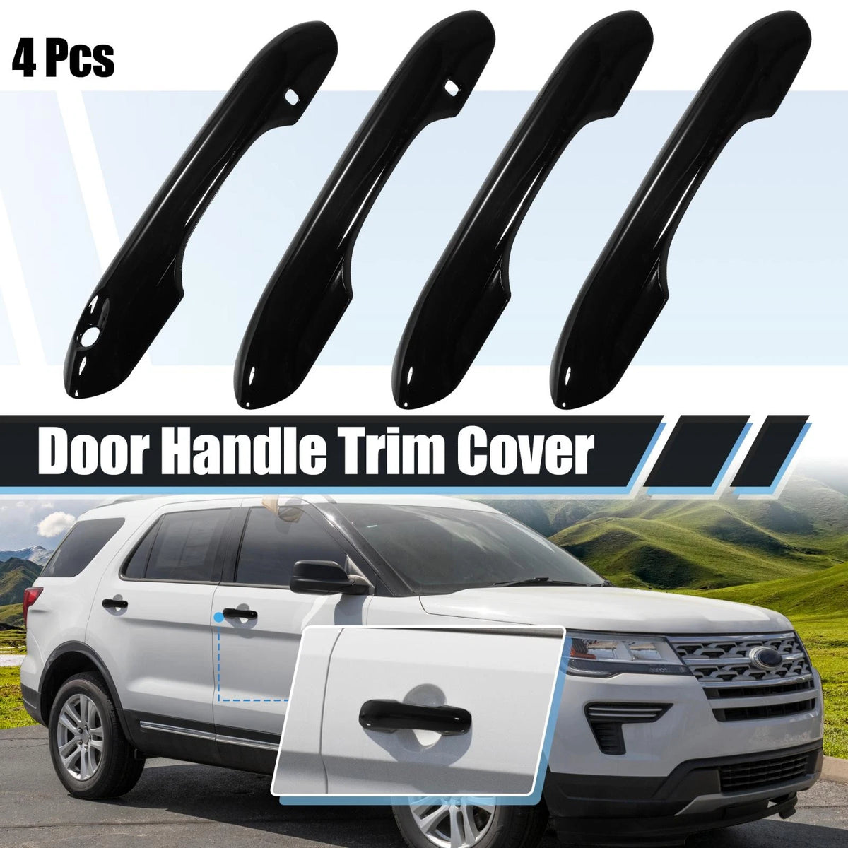 Set of 4 Side Door Handle Cover Trim for Ford Explorer (2020–2022) Black