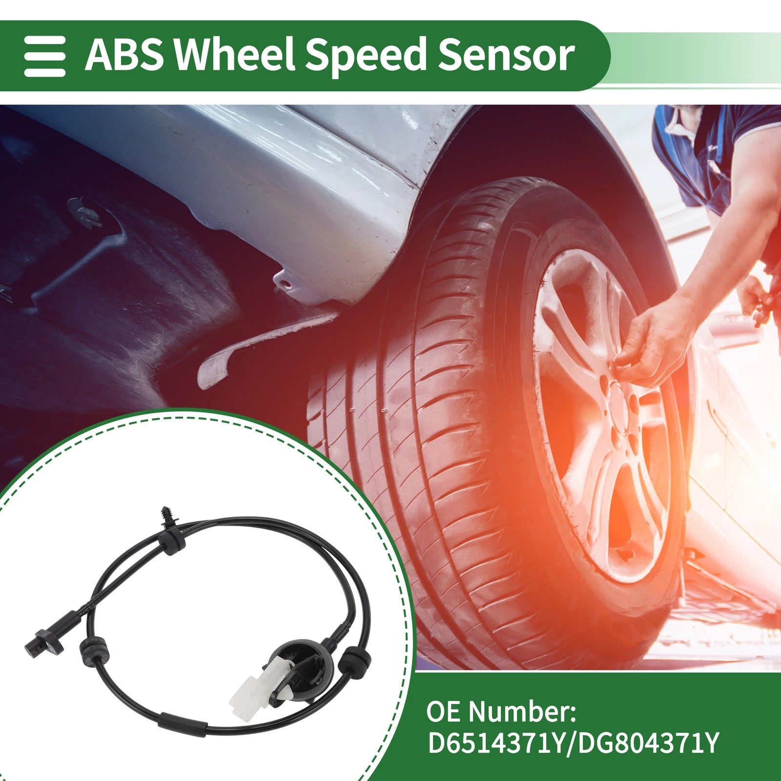 ABS Wheel Speed Sensor No.D6514371Y for Mazda 2 (2007–2014) Rear Left/Right