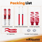 Coilover Suspension Struts for VW Golf MK4 (1998-2006) Red