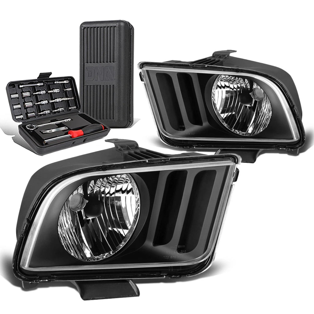 Pair of Black/Clear Corner Headlights for Ford Mustang (2005–2009)