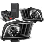Pair of Black/Clear Corner Headlights for Ford Mustang (2005–2009)