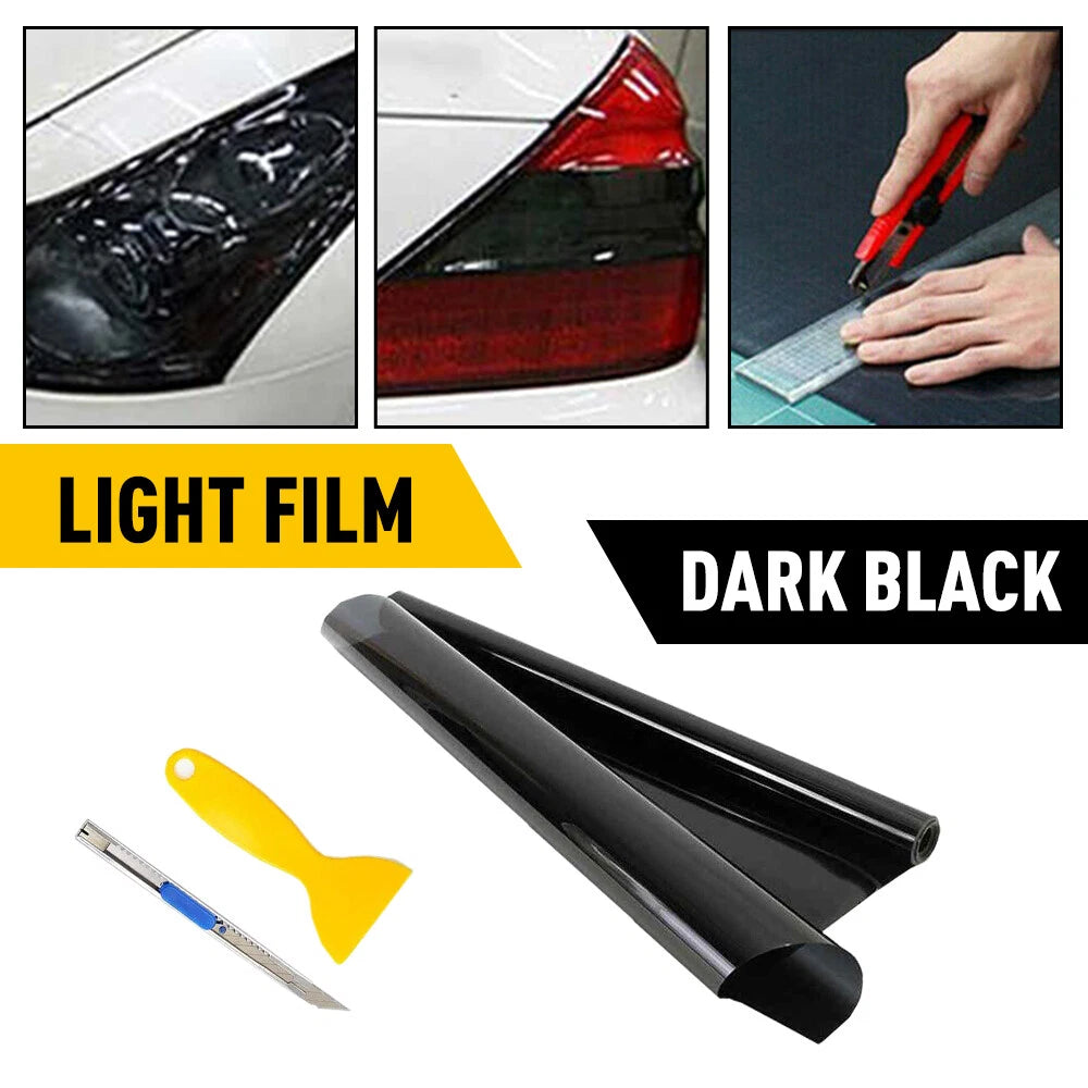 12"x72" Gloss Black Smoke Headlight Taillight Fog Light Tint Film Vinyl for Universal