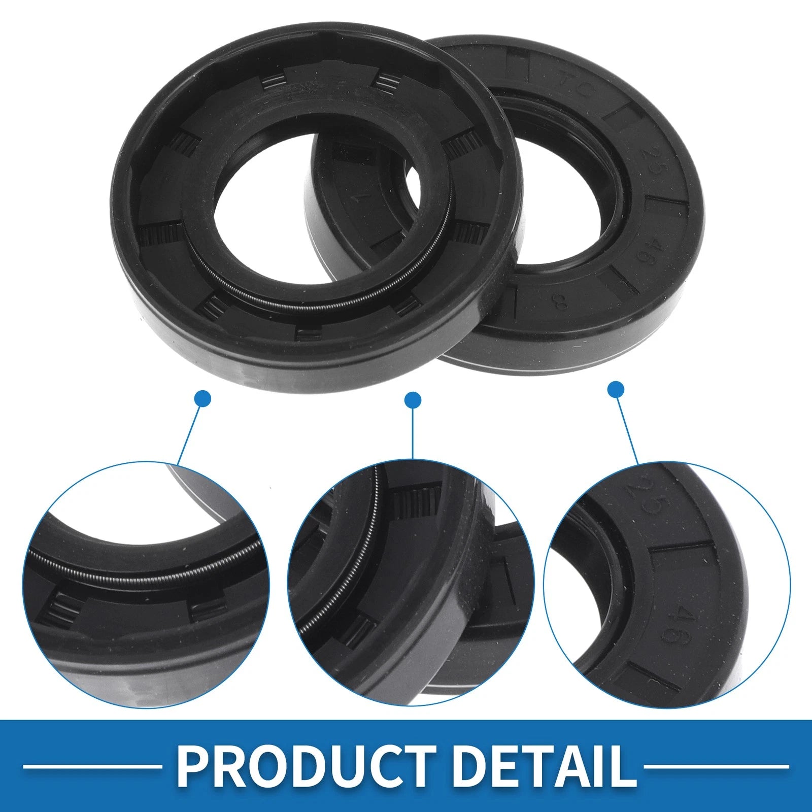 Set of 5 Oil Seal Rotary Shaft Seal 25x46x8mm Nitrile Rubber for Various Models