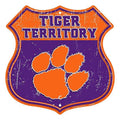 12" x 12" Embossed Metal Shield Sign for Clemson Tiger Territory