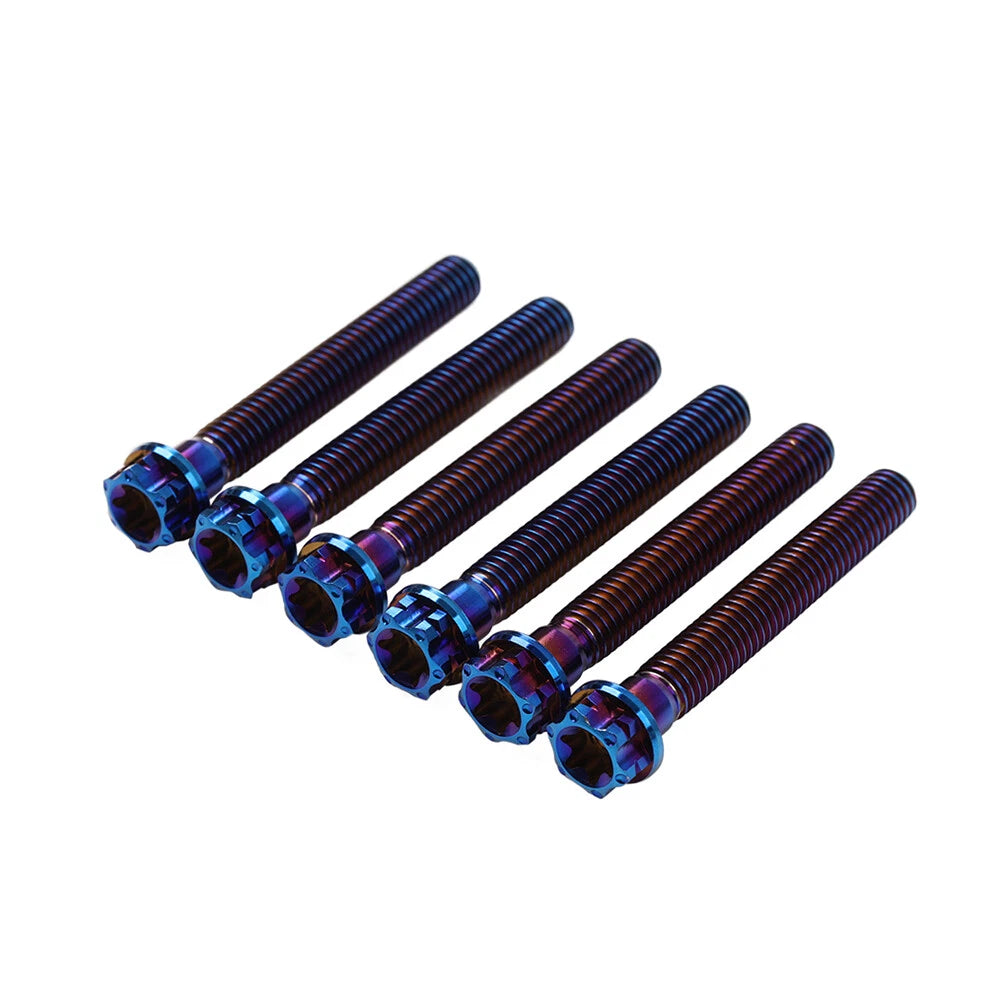 6pcs M8x45mm Titanium Torx Head Flange Screws for Motorcycle
