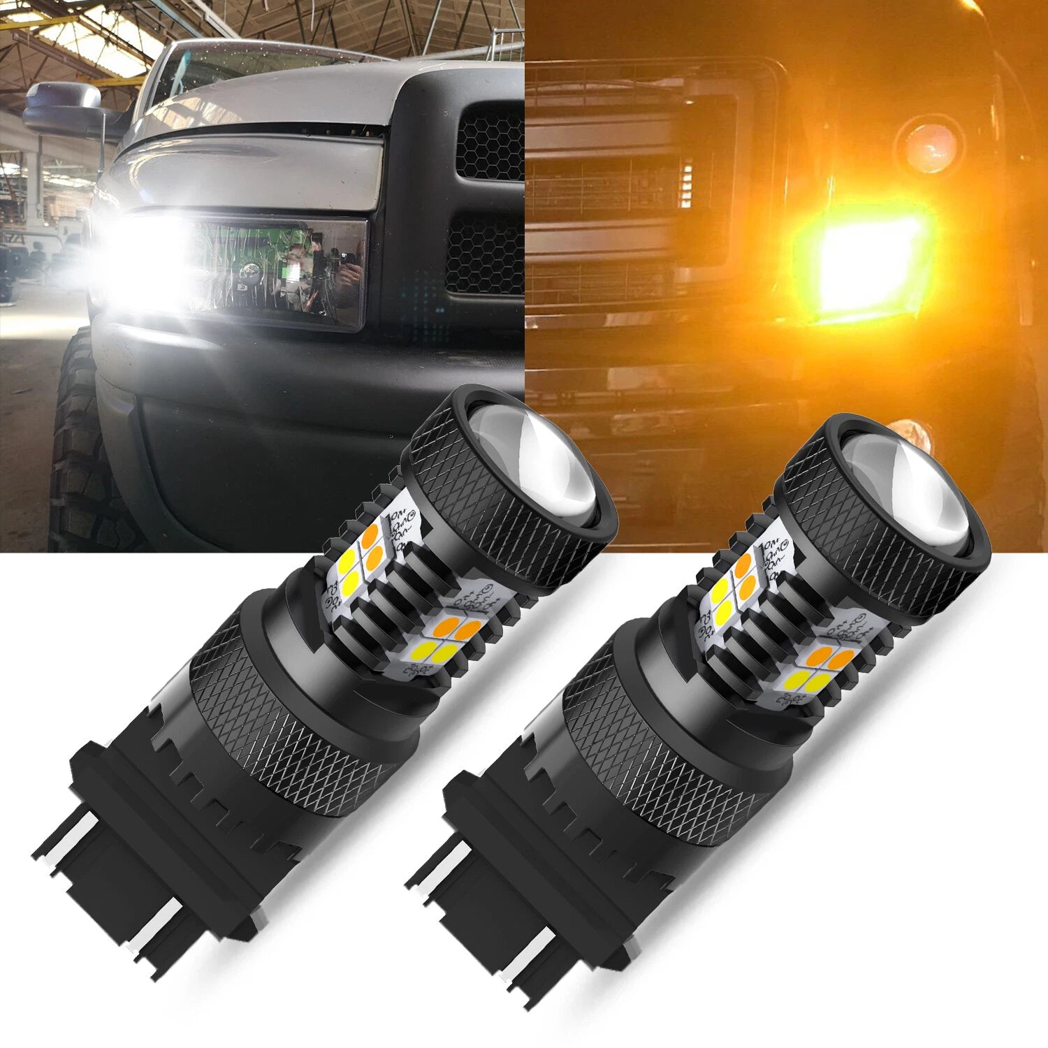 Set of 2 LED Dual Color Turn Signal Light Bulbs for Make Model 