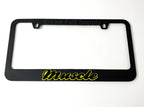Matte Black License Plate Frame Premium with Yellow Outline for Universal Use