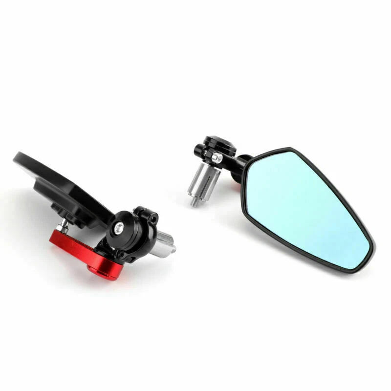 Pair of 7/8" Red Handle Bar End Side Rearview Mirrors for Motorcycle