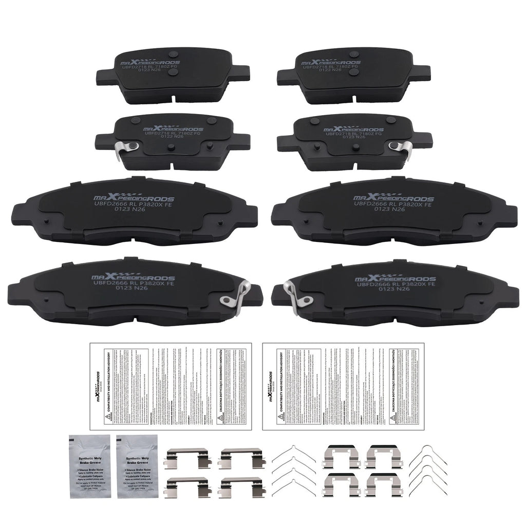 8pcs Brake Pads Set for GMC Acadia/Cadillac XT5 (2017–2020) w/Hardware