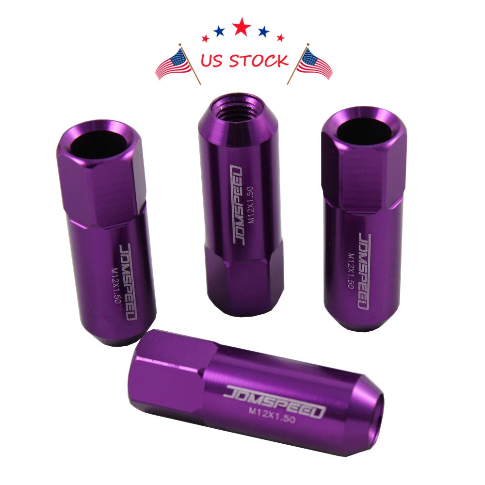 Set of 20 Purple M12x1.5 Extended Aluminum Racing Lug Nuts for Universal