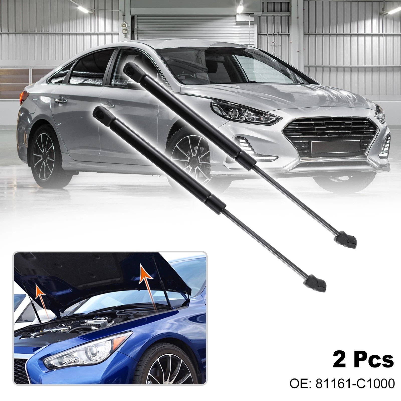 2X Front Hood Lift Support 81161-C1000 for Hyundai Sonata (2015–2017)