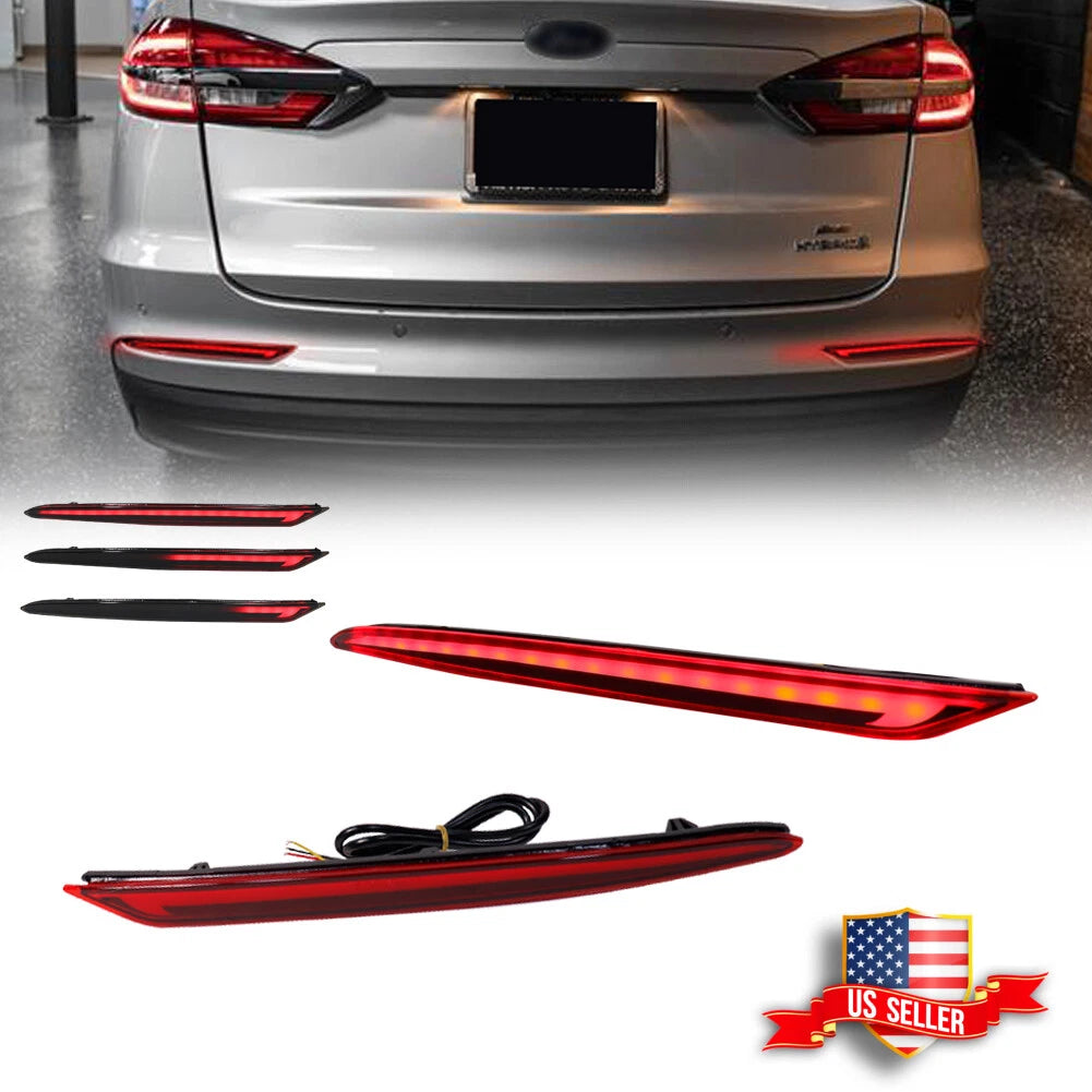 Red LED Rear Bumper Reflector Lights for Ford Fusion (2019–2022)
