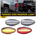 4PC Clear LED Rear Side Fender Marker Lights for Silverado Sierra (2001–2014)