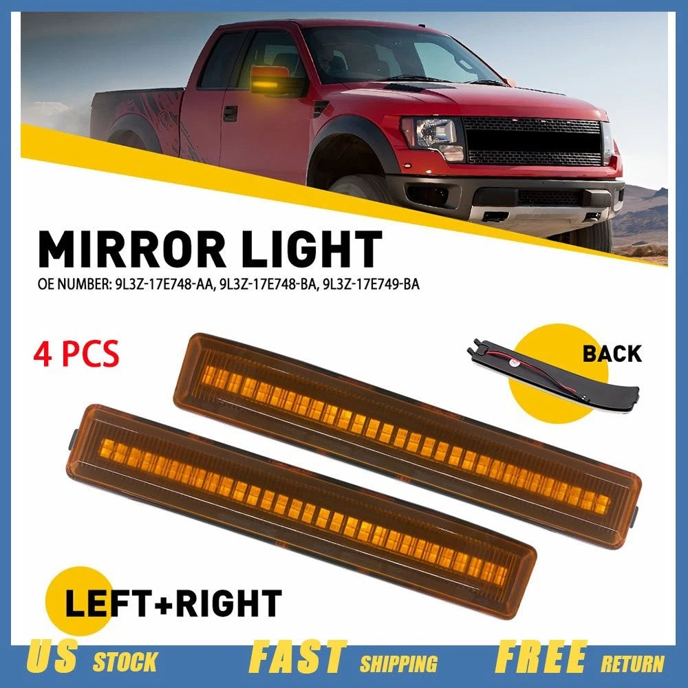 2X LED Side Mirror Turn Signal Light Lamps for Ford F150 (2009–2014)
