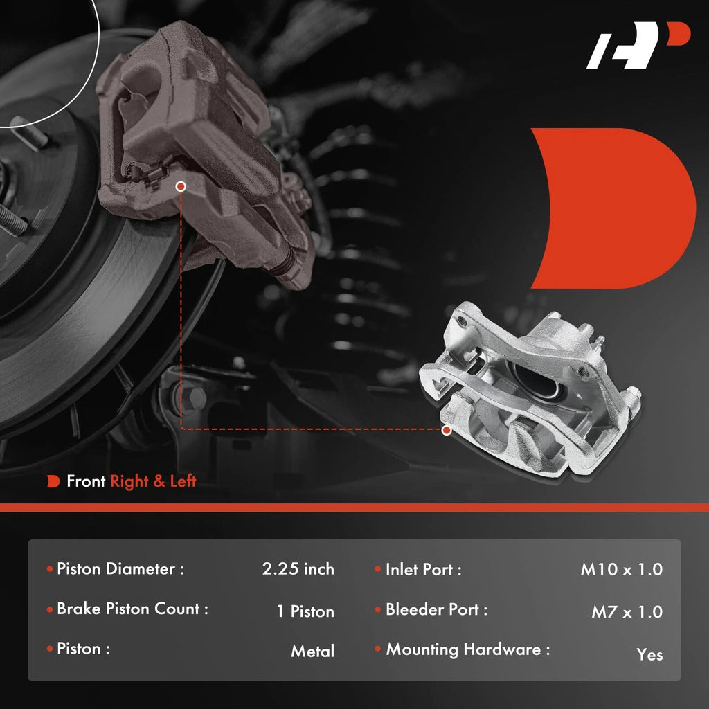 Pair Front Disc Brake Caliper with Brake Pad for Dodge Caliber (2007-2012)