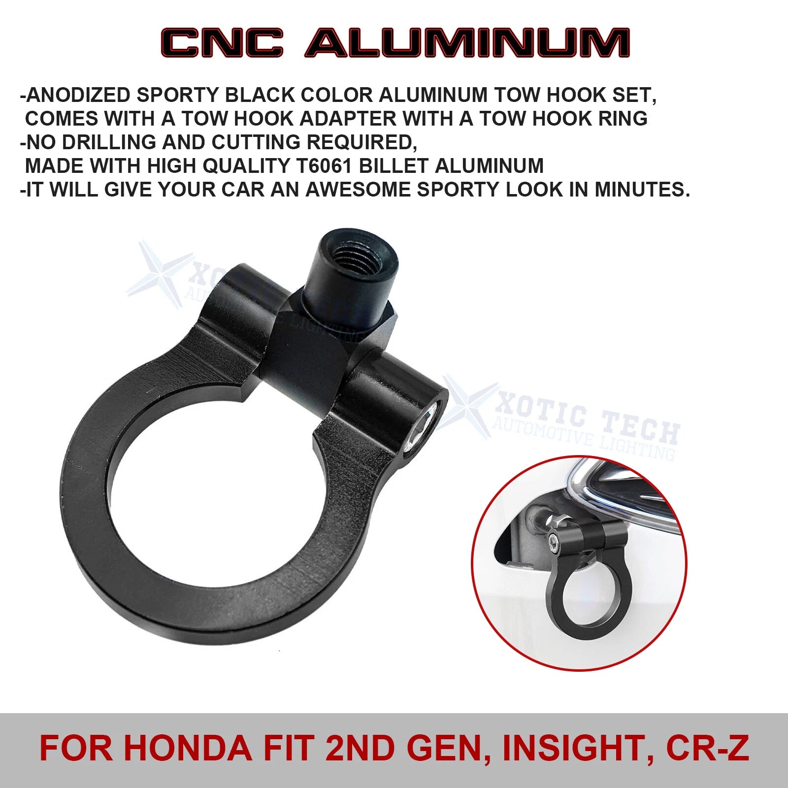 JDM Front Bumper Tow Hook Set for Honda Fit Insight CR-Z (2015-2017)