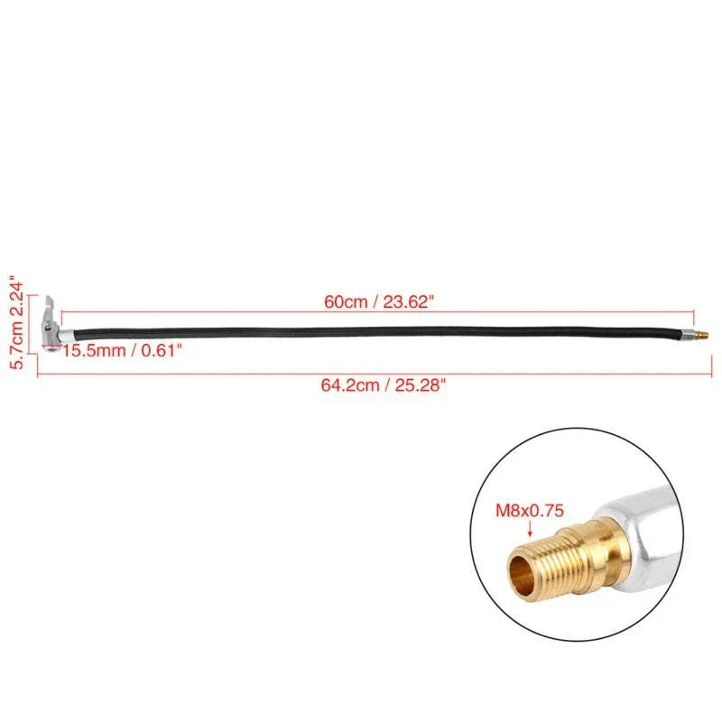 Pipe Air Inflator Hose Adapter 60cm Rubber Metal Cloth