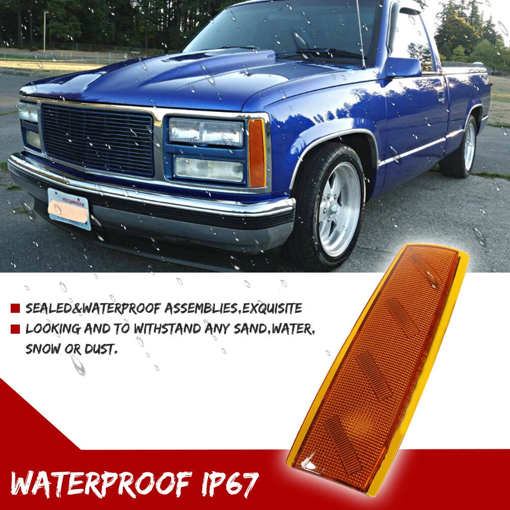 Amber Lens Front Corner Side Marker Light Covers for GMC Yukon Suburban (1992–1993)