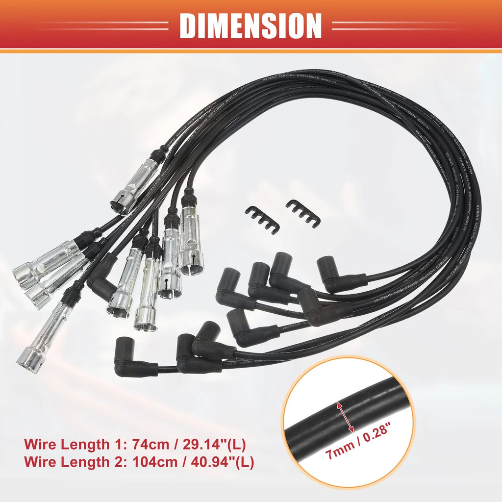 9pcs Spark Plug Wire Ignition Coil Cable No.1161501319 for Mercedes-Benz 380SE (1980–1985)