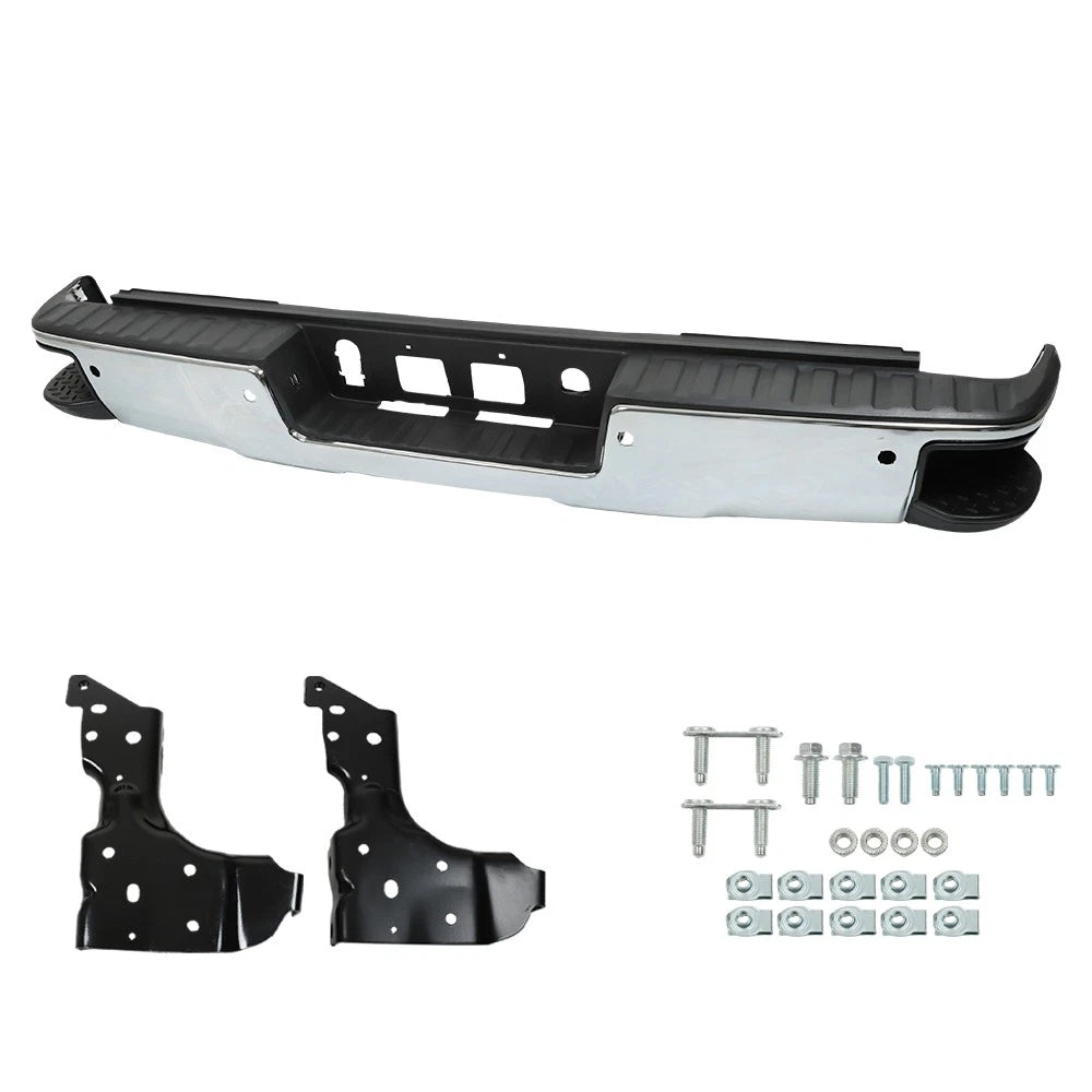 Chrome Rear Step Bumper Assembly for Chevy Silverado GMC Sierra 1500 (2014–2018)