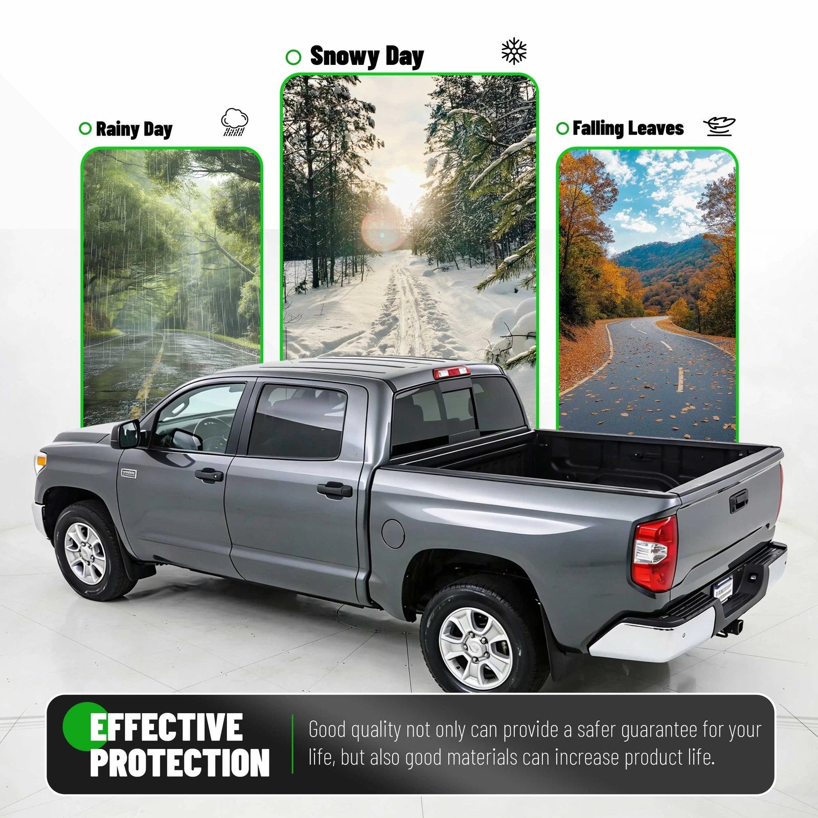 Set of 2 Truck Bed Side Rail Cap Covers for Toyota Tundra (2014–2020)