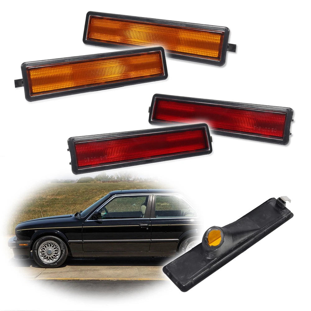 Amber Front and Red Rear Side Markers for BMW E30 E34 E32